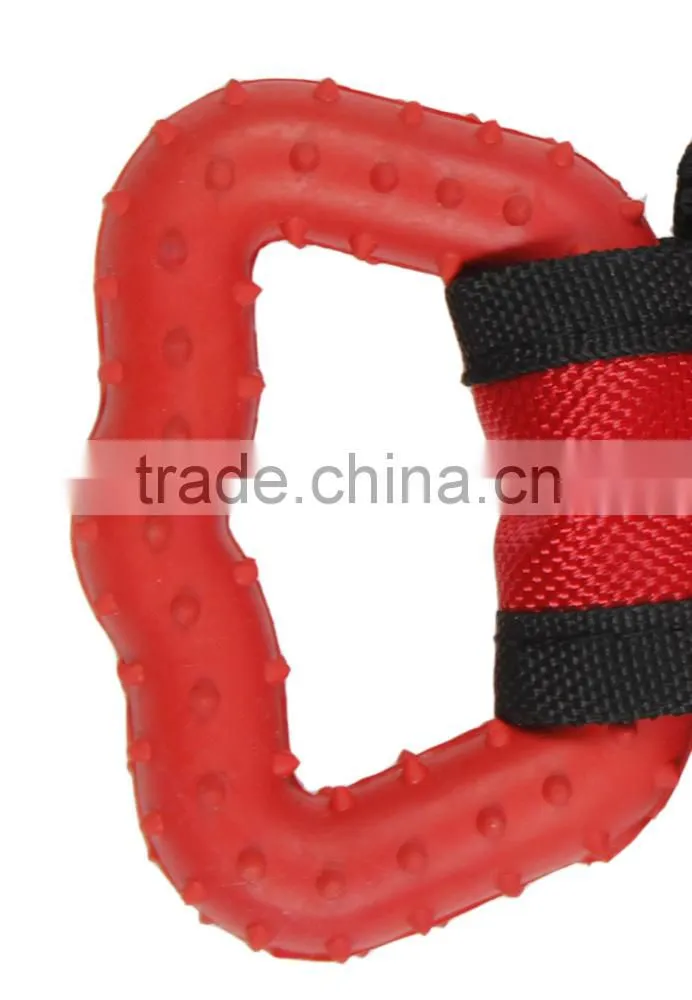 Durable oxford toy with rubber handle dog toy