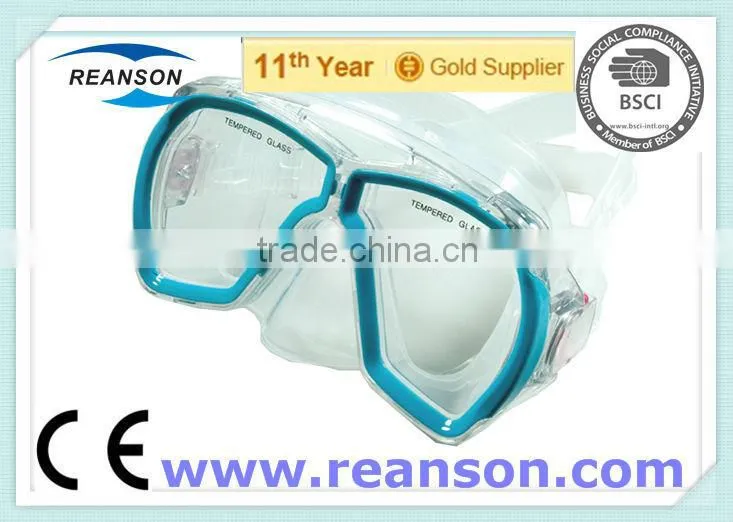 Frameless Diving Mask Snorkel With Ce Certificates One Piece Glass Lens