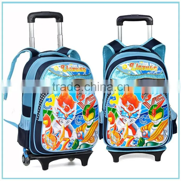 Chinese new design kids school bag with wheels for girls trolley bag for school