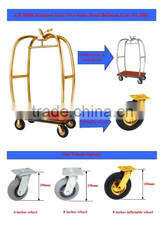 XL-007 Five Stars Stainless Steel Bellman Luggage Cart/Trolley