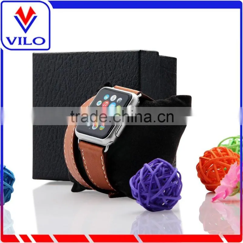 Genuine Leather Double Tour Replacement Watchband with Adapter Clasp for iWatch Apple Watch Band 38mm 42mm