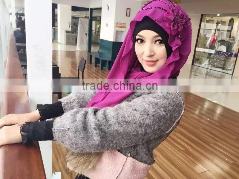 H257 big size ninja hats with hoody and handmade flower and beading