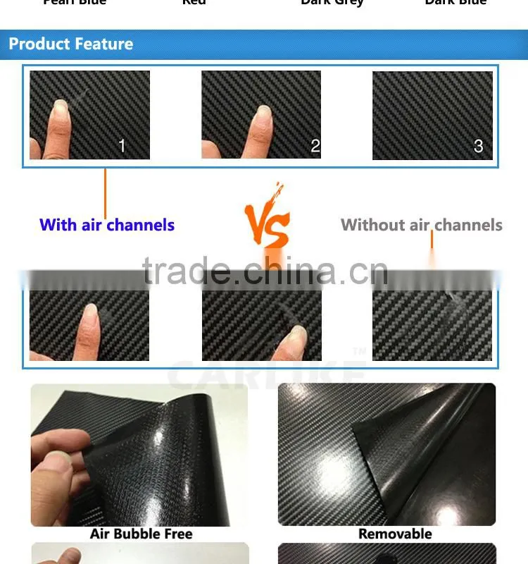 CARLIKE Multicolor 4D Glossy Carbon Fiber Wrap Vinyl Film For Car