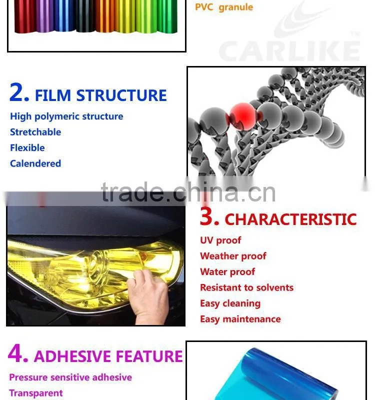 SINO CAR STICKER Waterproof PVC Vinyl Sticker Car Headlight Tint Film