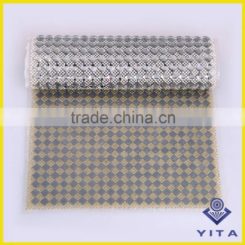 Fashion 24cm*40cm hot fix crystal rhinestone mesh sheet for ladies shoes