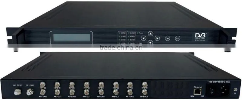 DVB-S2 to DVB T Modulator (8*DVB-S/S2 in,3*DVB-T RF out)