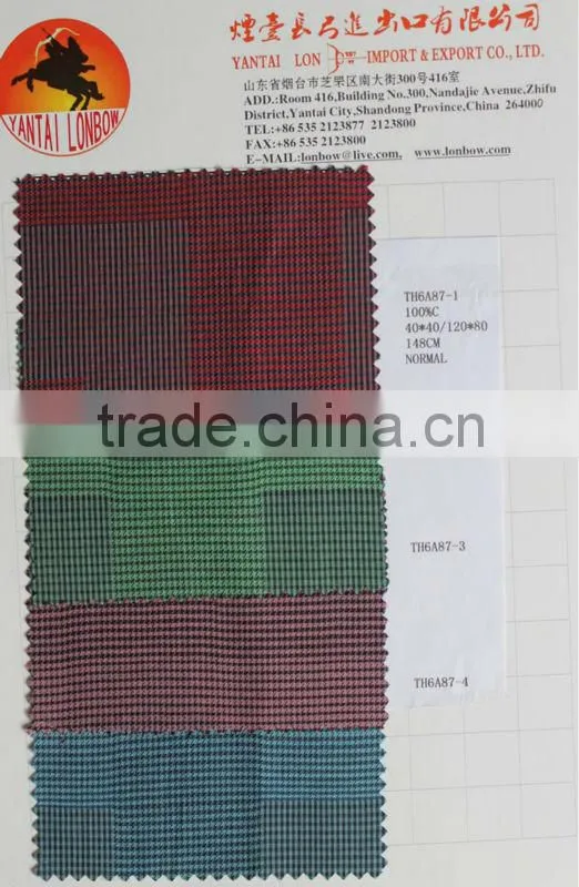 100% cotton check design fabric for shirting stock for mens shirt fabric
