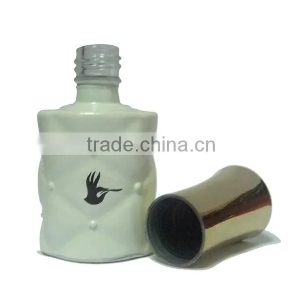 lovely hot sale nail polish bottle designed with shiny purple cap, UV soak off nail polish gel lacquer bottle