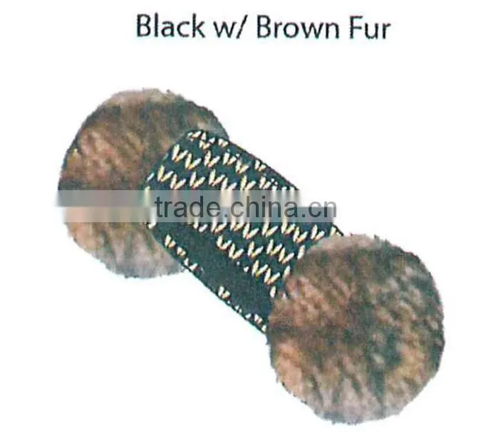 Fashion Winter promotional customized girl's jacquard acrylic knitted headband collection with faux fur lining