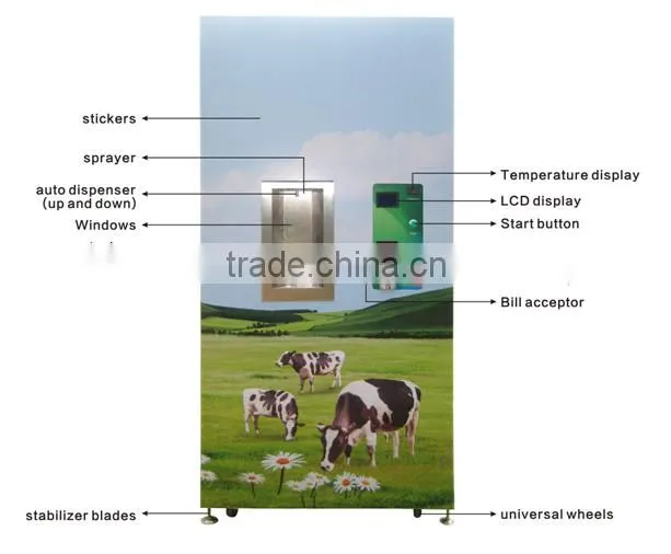 CE Certificate Bill And IC Card Acceptor Commercial Automatic Fresh Milk Vending Machine