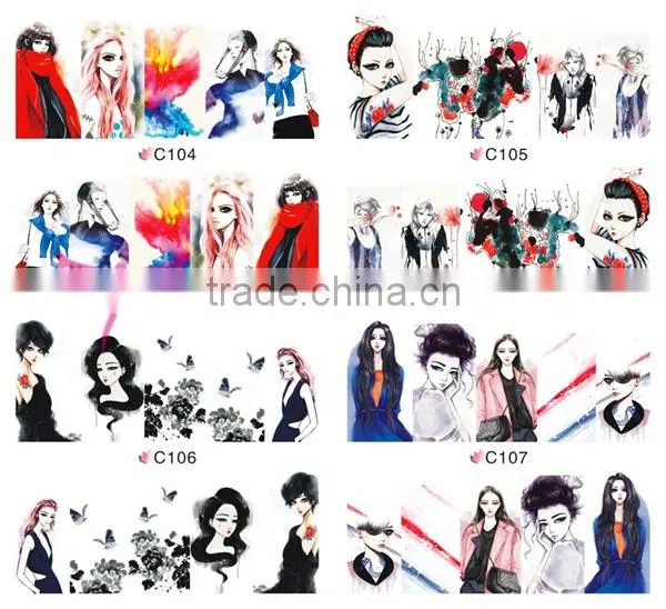 2015 new nail art transfer foil sticker,fashion waterproof nail strips,water transfer nail art stickers
