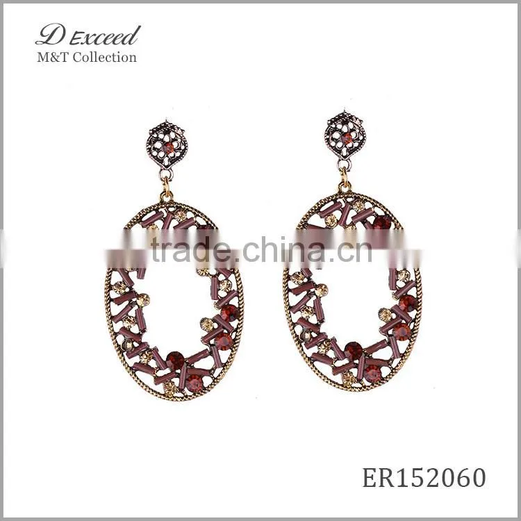 Wholesale Jewelry New Designs Ladies/Women's Ethnic Resin Earrings Oval Piercing Gold/Silver Plating Dangle Earrings