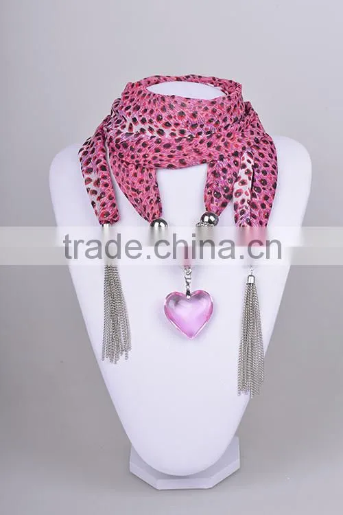 2016 new collections heart shaped pendant jeweled shawls scarves