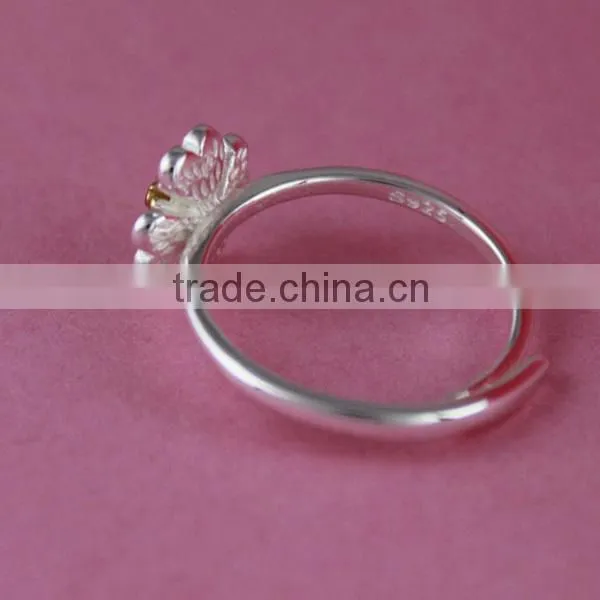 korea flower opening ring adjustable 925 sterling silver rings