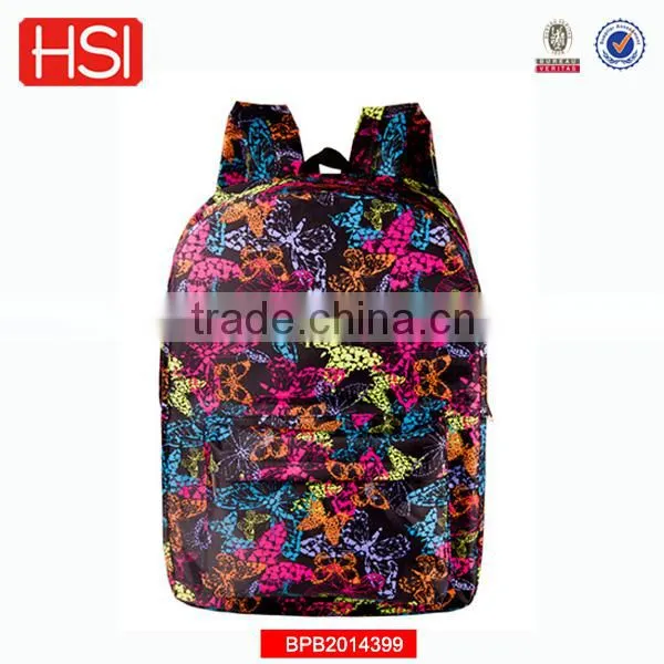 BSCI new products butterfly printing beautiful schoolbags