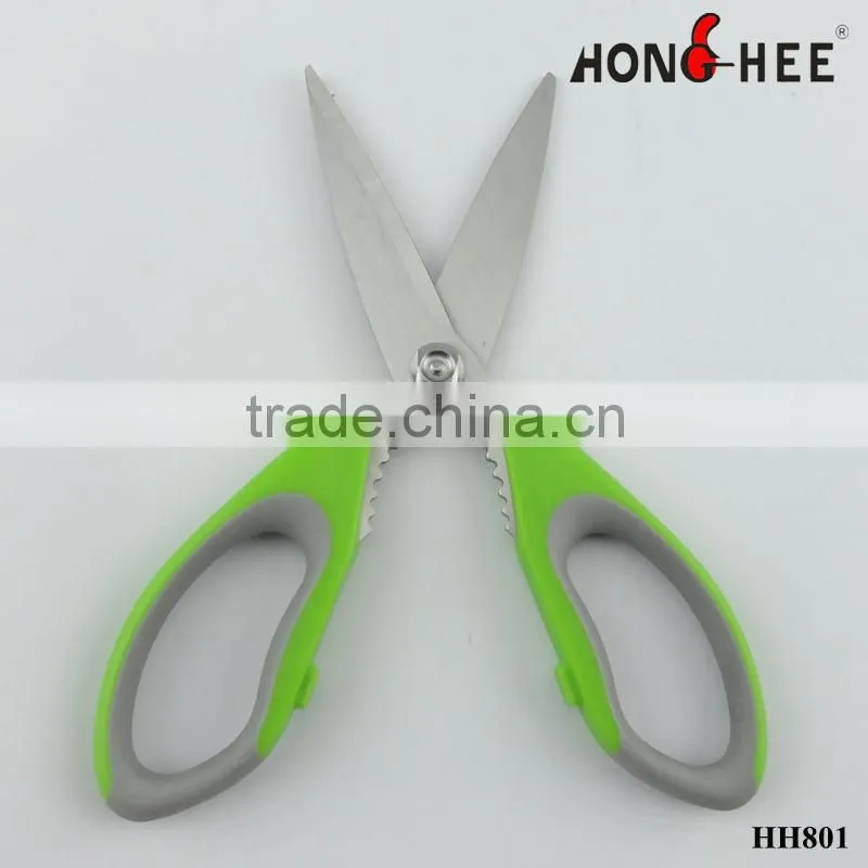 Stainless steel double injection handle kitchen scissors