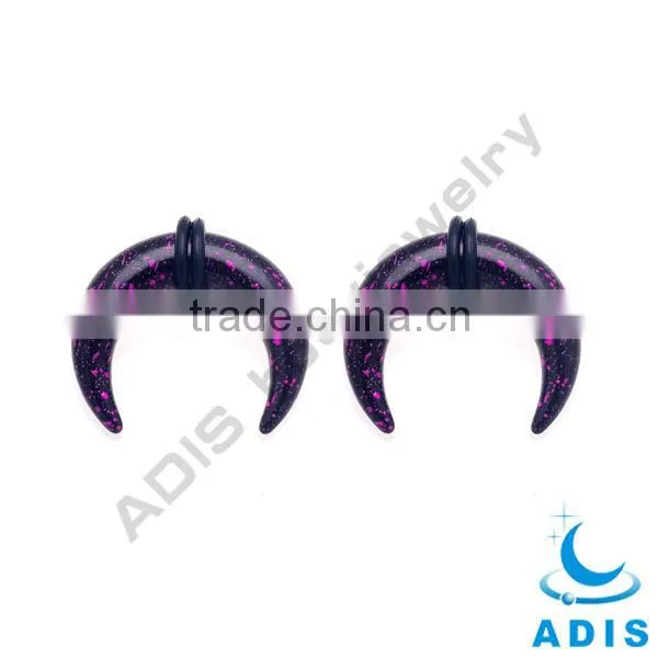 Newest fashion o-ring black acrylic body piercing buffalo horn jewelry