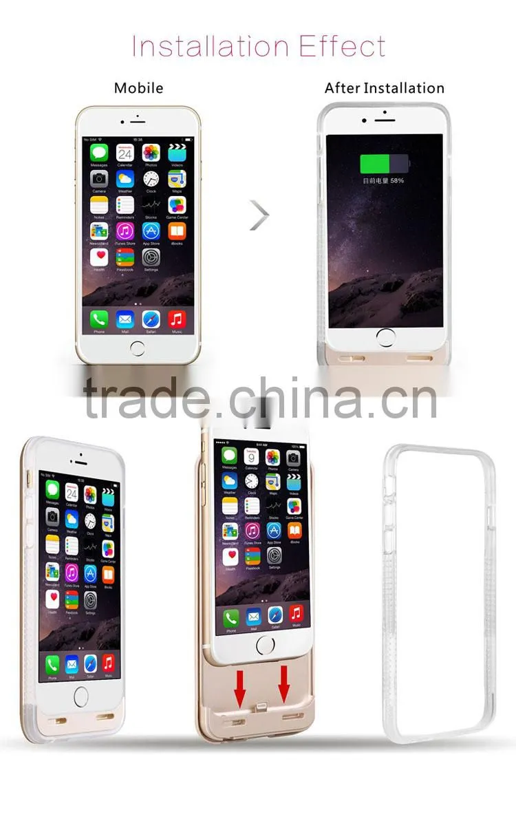 Rechargeable li-polymer battery case for iphone 6 Wireless Power Bank Charger
