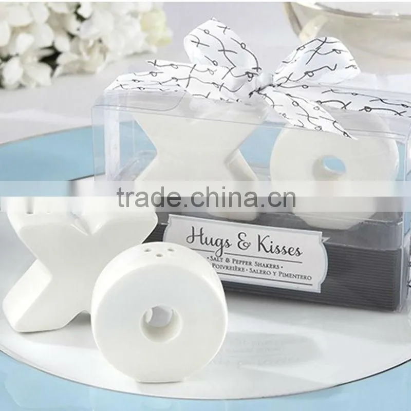 ceramic wedding favor X&O salt and pepper shaker