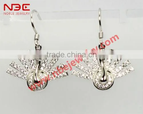 Factory offer fashion earring with AAA CZ, dolphin stud earring design
