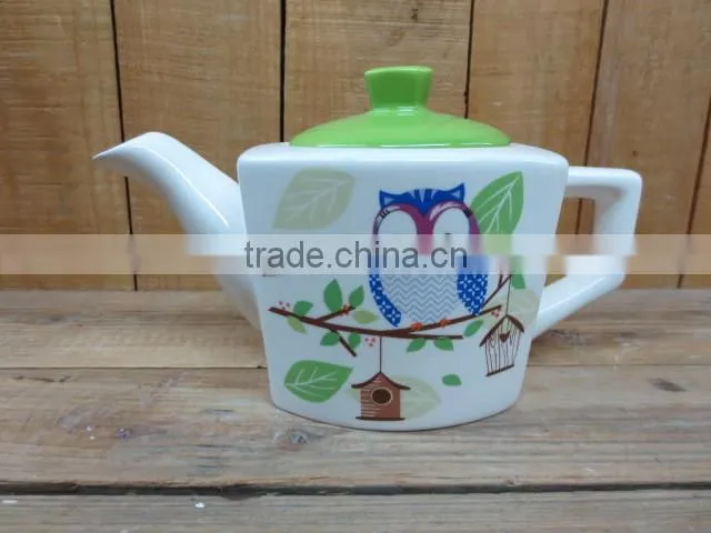 New owl big cup with sugar pot and saucer set tea set