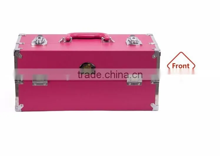 Lighted makeup case with drawers and makeup brush case