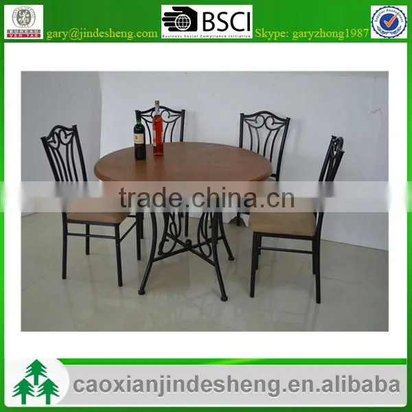 Dining room furniture metal frame table and chair MDF top 1+4