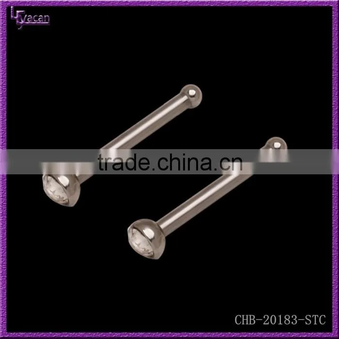 Straight Nose Pin Yiwu Yacan Gem Paved Body Jewelry Wholesale Nose Bone