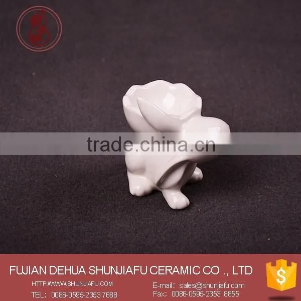 Handmade unglazed creative white porcelain rabbit egg holder ceramic