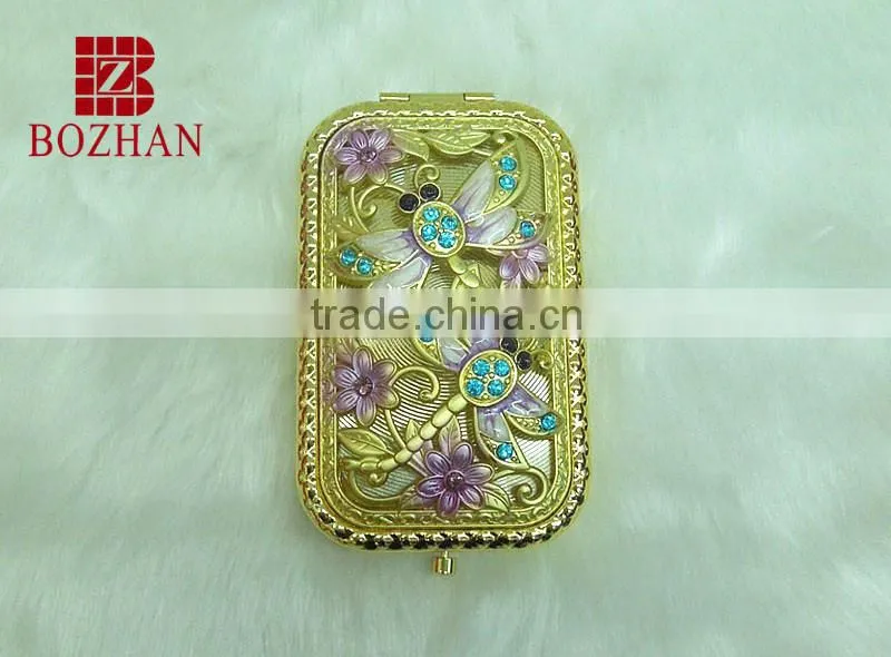 Antique gold cosmetic mirror/promotional gift pocket mirror/gold makeup mirror