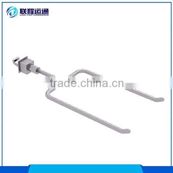 Multifunctional supermarket 2-prong tube bar zinc metal socks display hooks