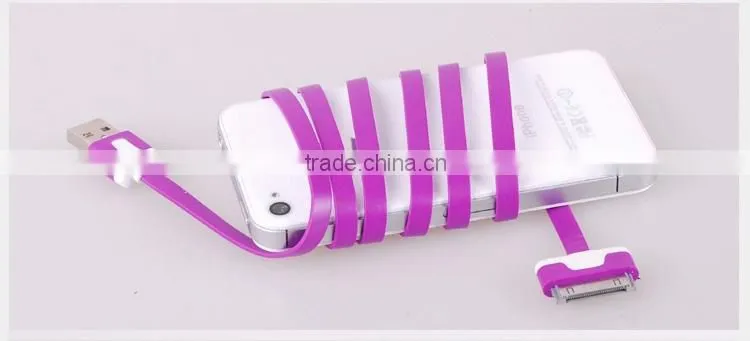 Noodle flat usb data charger cable for iphone 4