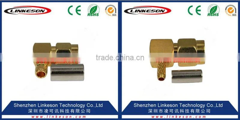 SMA male right angle gold connector for RG58