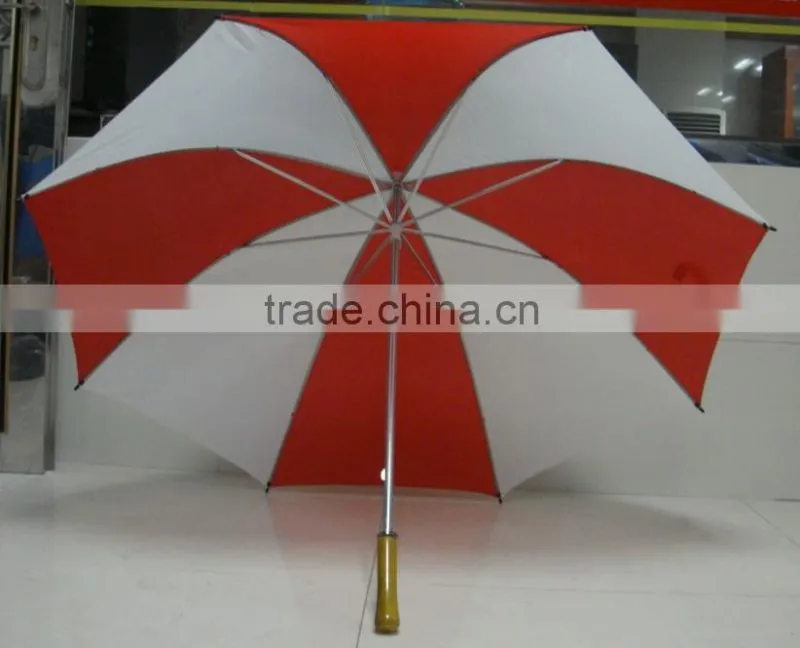 wholesale wooden handle blue and white umbrella