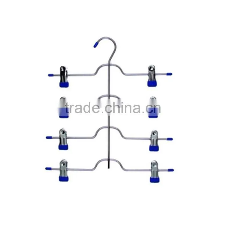 Chrome plated four-tier Metal Hanger with PVC end clips