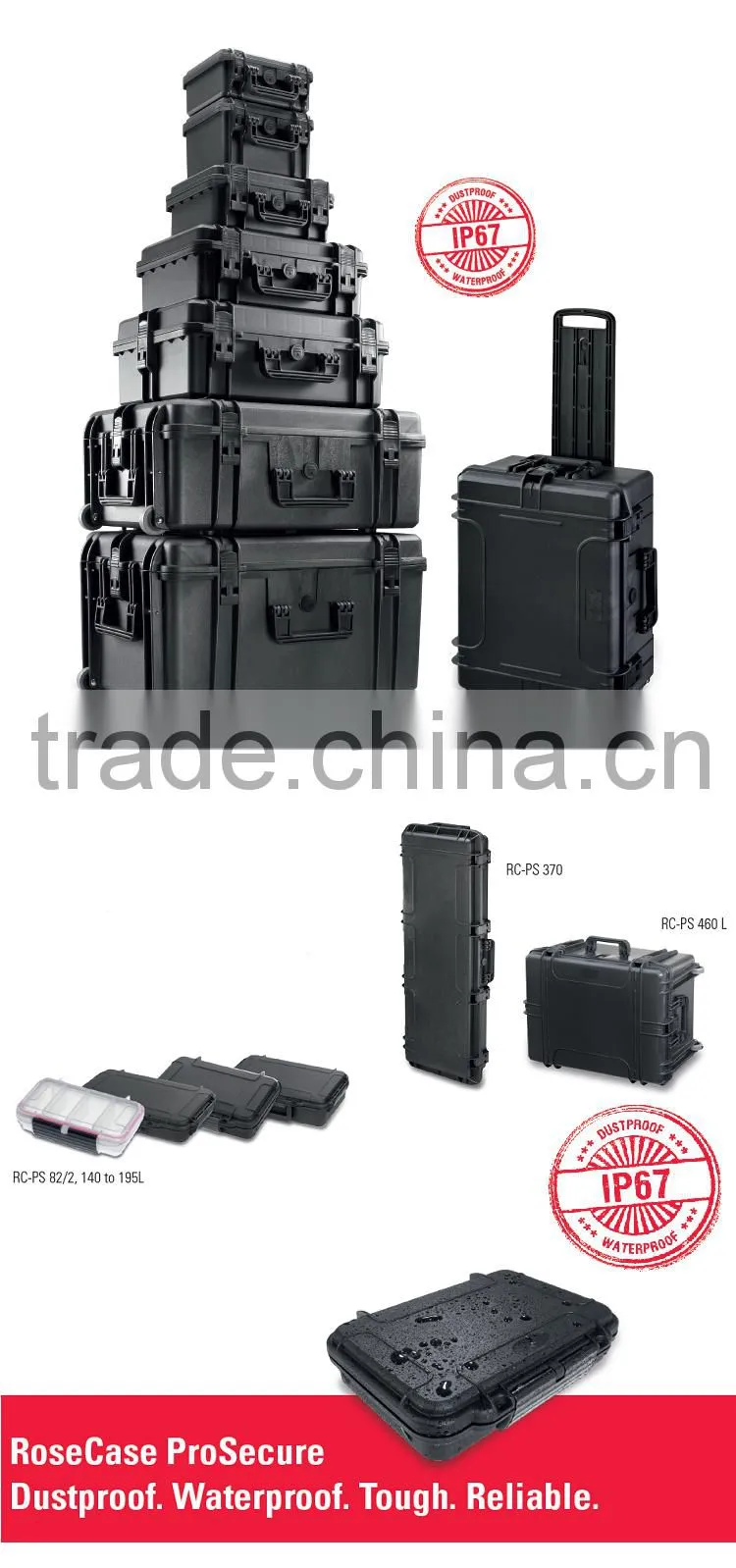 Hard PP material waterproof instrument carrying case RC-PS 460 L