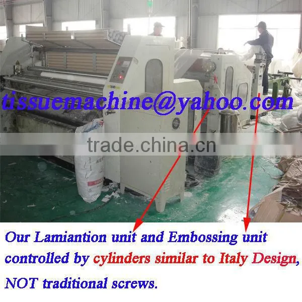 Easy Operation Embossing Peforating Laminating High Speed Automatic 1575mm Toilet Paper Rewinding Machine