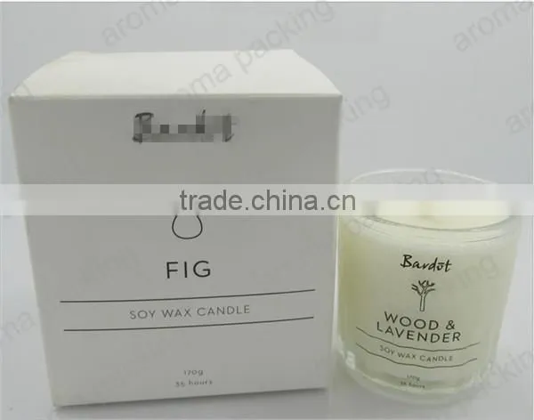 customized scented candle in glass jar with luxury packing, wholesale candle box