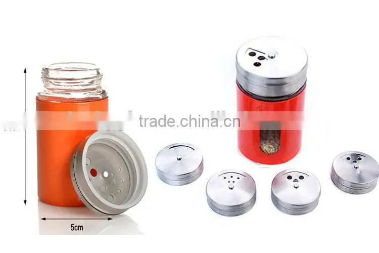 glass herbs and spices bottle with stainless steel caps