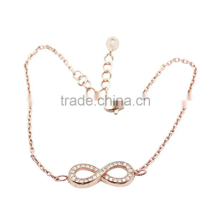 wholesale 925 sterling silver rose gold bracelet , fashion cute bracelet jewelry