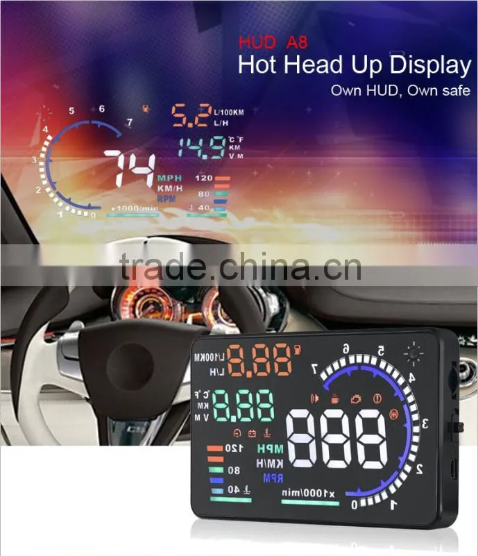Car styling Universal Car hud head up display A8 5.5" GPS speedometer Smart Digital car speedometer OBD2 Interface