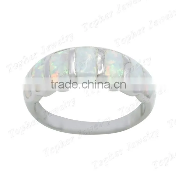 Wholesale Synthetic Opal Rings unisex white opal ring