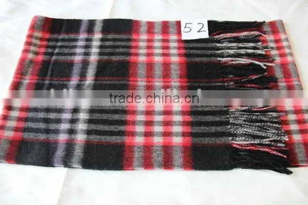 wool/cashmere blended checked scarfs for men