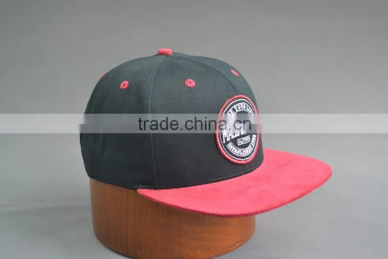 Black and red flat brim snapback