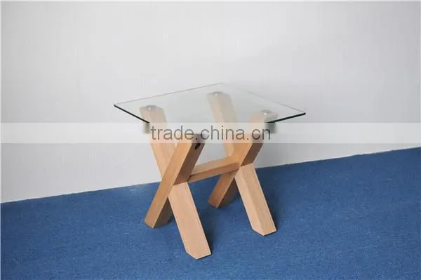modern wooden coffee table set with 8mm tempered glass
