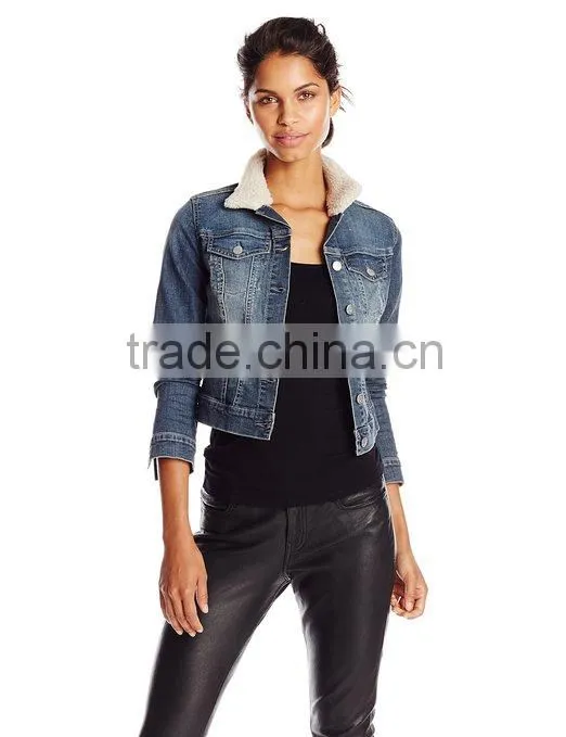Women's Pixie Denim Jacket With Sherpa Collar