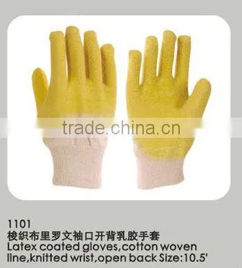yellow latex industry coated gloves
