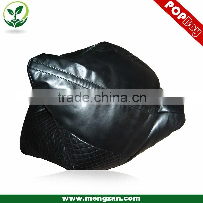 Twisting reclining lounger bean bag, quilting treatment, faux leather or polyester optional
