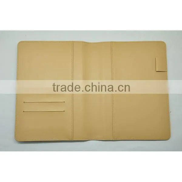 PU leather cut notebook covers with embossed logo and elastic band closure
