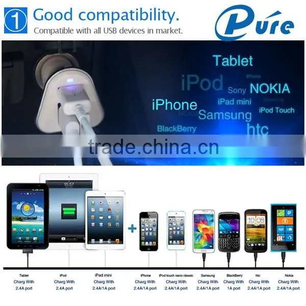 Mobile phone accessory car charger usb 5v/5.2A car usb charger,wholesale usb car charger adapter with blue LED indication